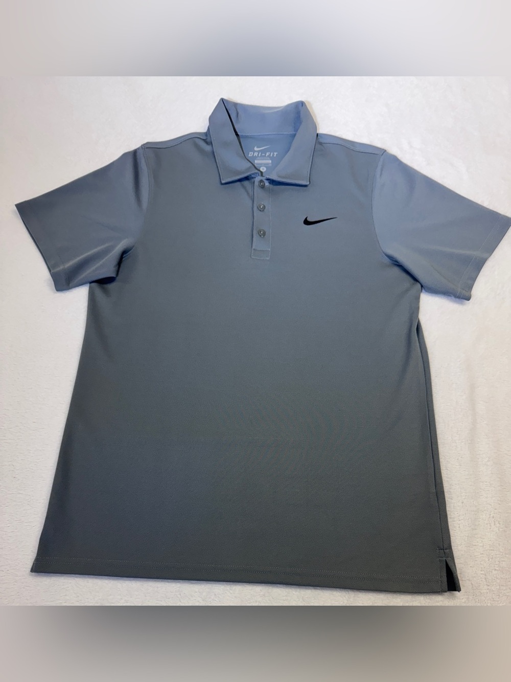 Nike Men’s Gray Performance Polo with Black Swoosh